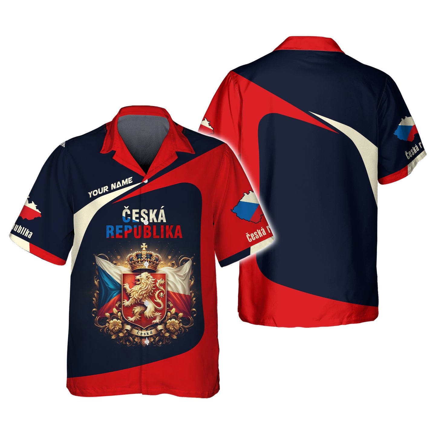 Coat Of Arms Ceska Republika Personalized Name 3D Shirt Custom Gift For Czech Republic Lovers