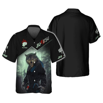 Camiseta con estampado completo en 3D de Wolf Jiu Jitsu, camiseta unisex de Jiu Jitsu, regalo para amantes del Jiu Jitsu