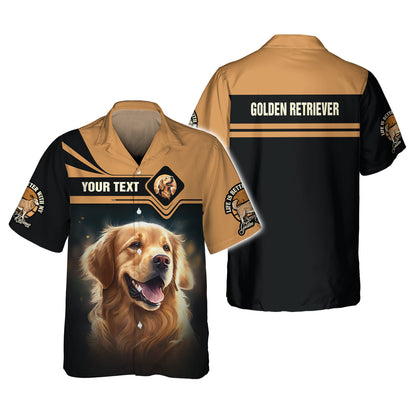 T-shirt personnalisé avec nom Golden Retriever, cadeau pour les amoureux des chiens, chemises 3D