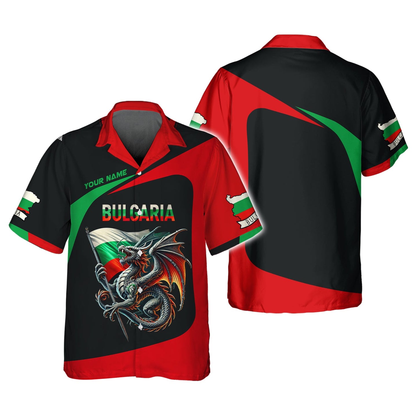 Dragon With Bulgaria Flag Custom T-Shirt Personalized Name 3D Zipper Hoodie Gift For Bulgaria Lovers