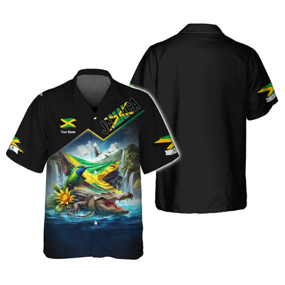 Camiseta personalizada del orgullo de Jamaica con cocodrilo y colibrí de Jamaica, regalo para los amantes de Jamaica