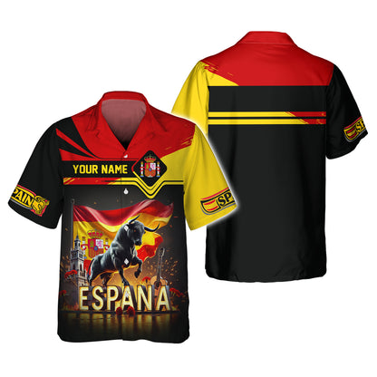 The Mighty Bull With Spanish Flag Custom Name Espana Shirt Gift For Spain Lovers