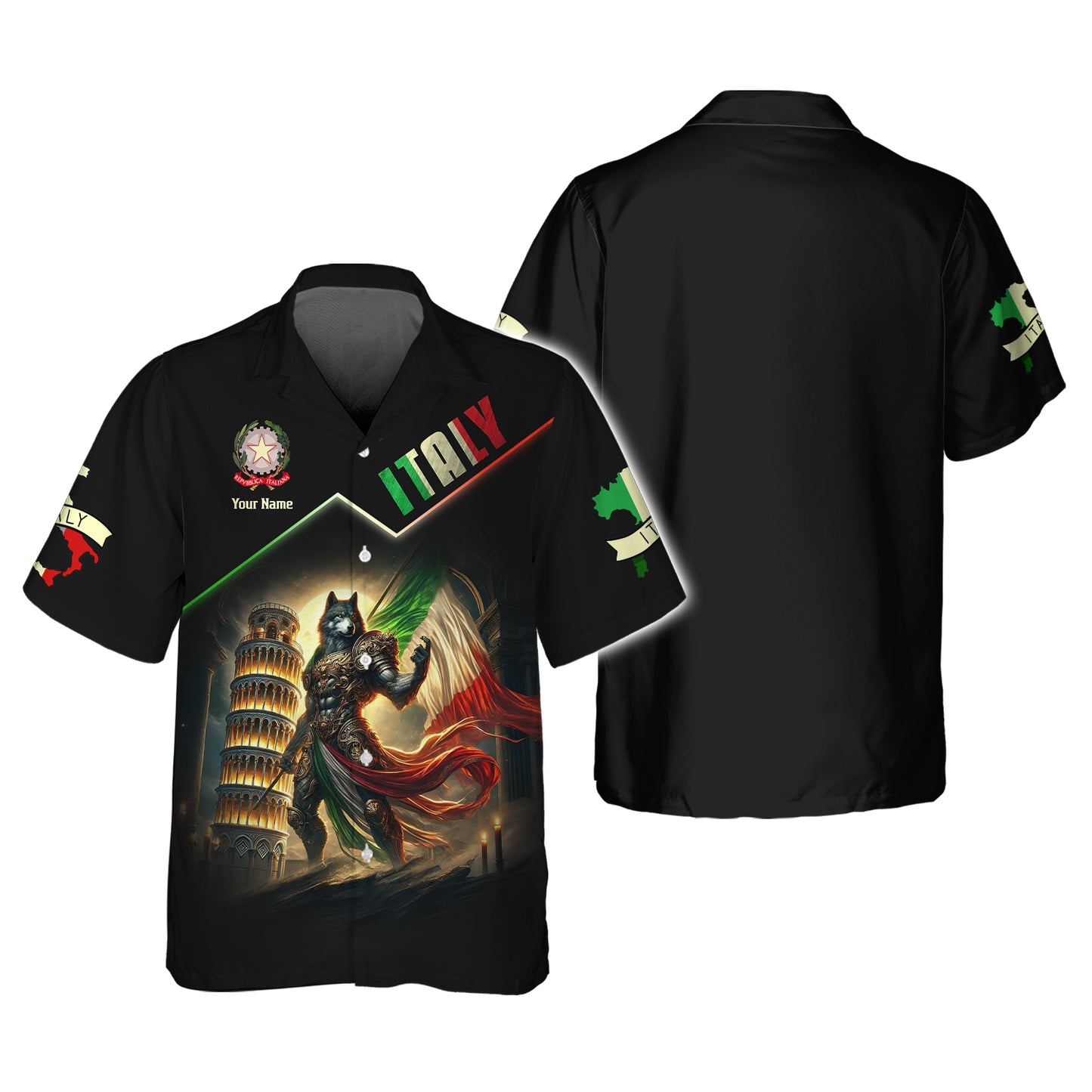 Guardians Of Italy Custom T-Shirt With Wolf Warrior And Italian Pride Personalized Name Gift For Italian Lovers