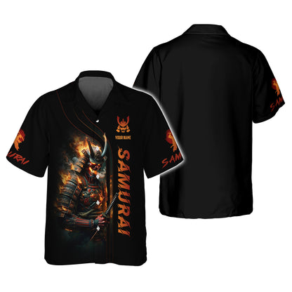 3D Full Print Samurai With Fire  Shirt Personalized Name Gift For Samurai Lovers