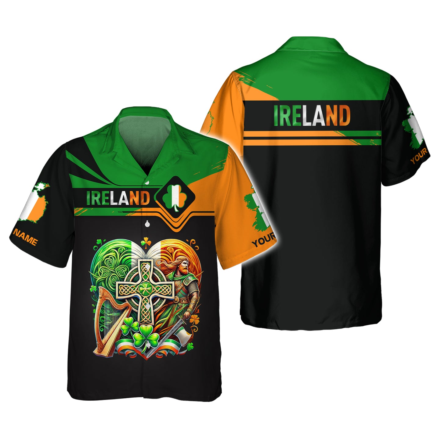 3D Full Print Ireland Heart Custom Name Shirts Gift For Irish Lovers