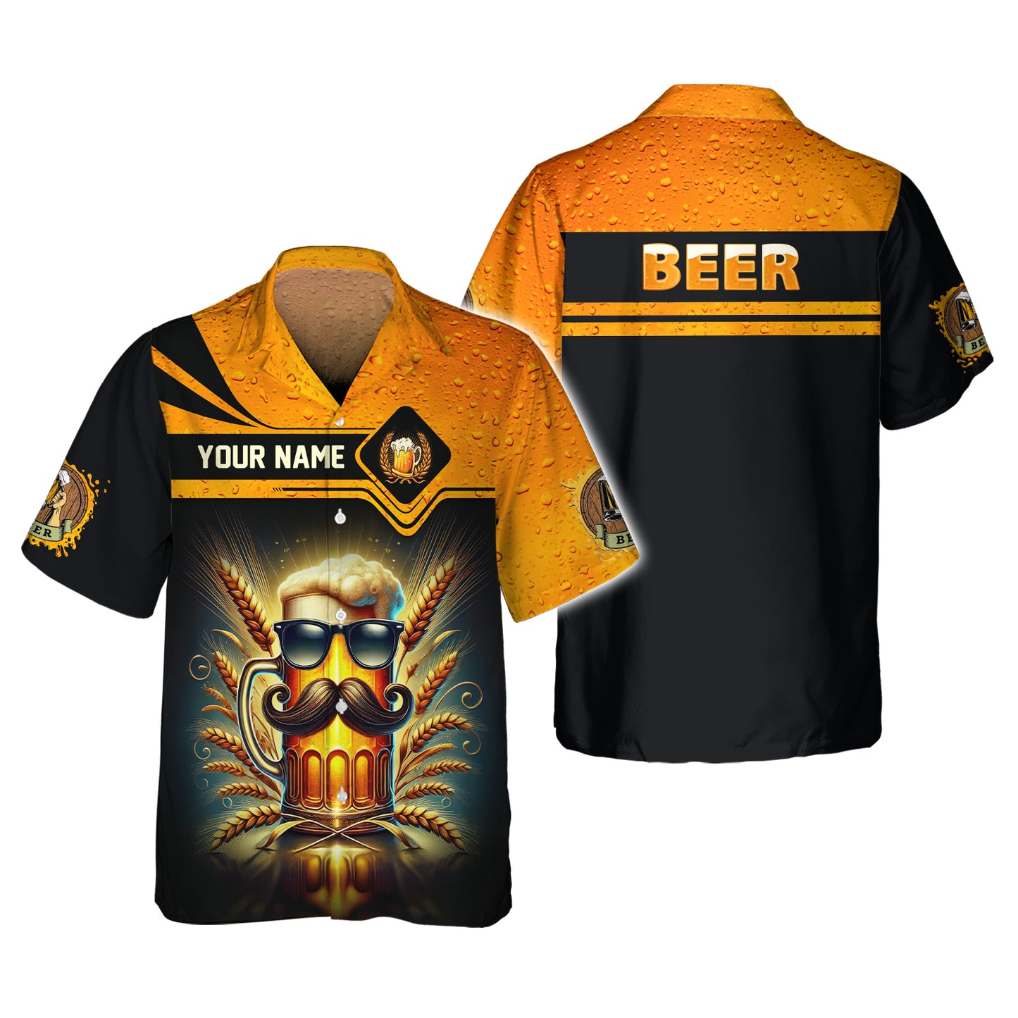 Camisa de cerveza fresca con barba, nombre personalizado, regalo de camisa 3D para amantes de la cerveza