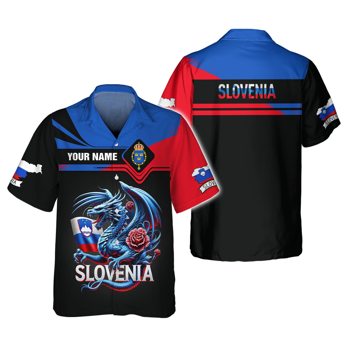 T-shirt 3D Full Print Slovenia Dragon Pride Cadeau personnalisé avec nom pour les amoureux slovènes