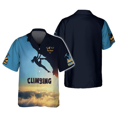 Climbing With Sunset Custom T-Shirts Gift For Climbing Lovers 3D Shirt