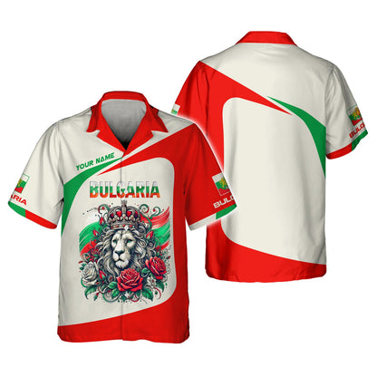 Sudadera con capucha y cremallera con nombre personalizado de Bulgaria, Rey León con rosa, camisetas en 3D, regalo para amantes de Bulgaria