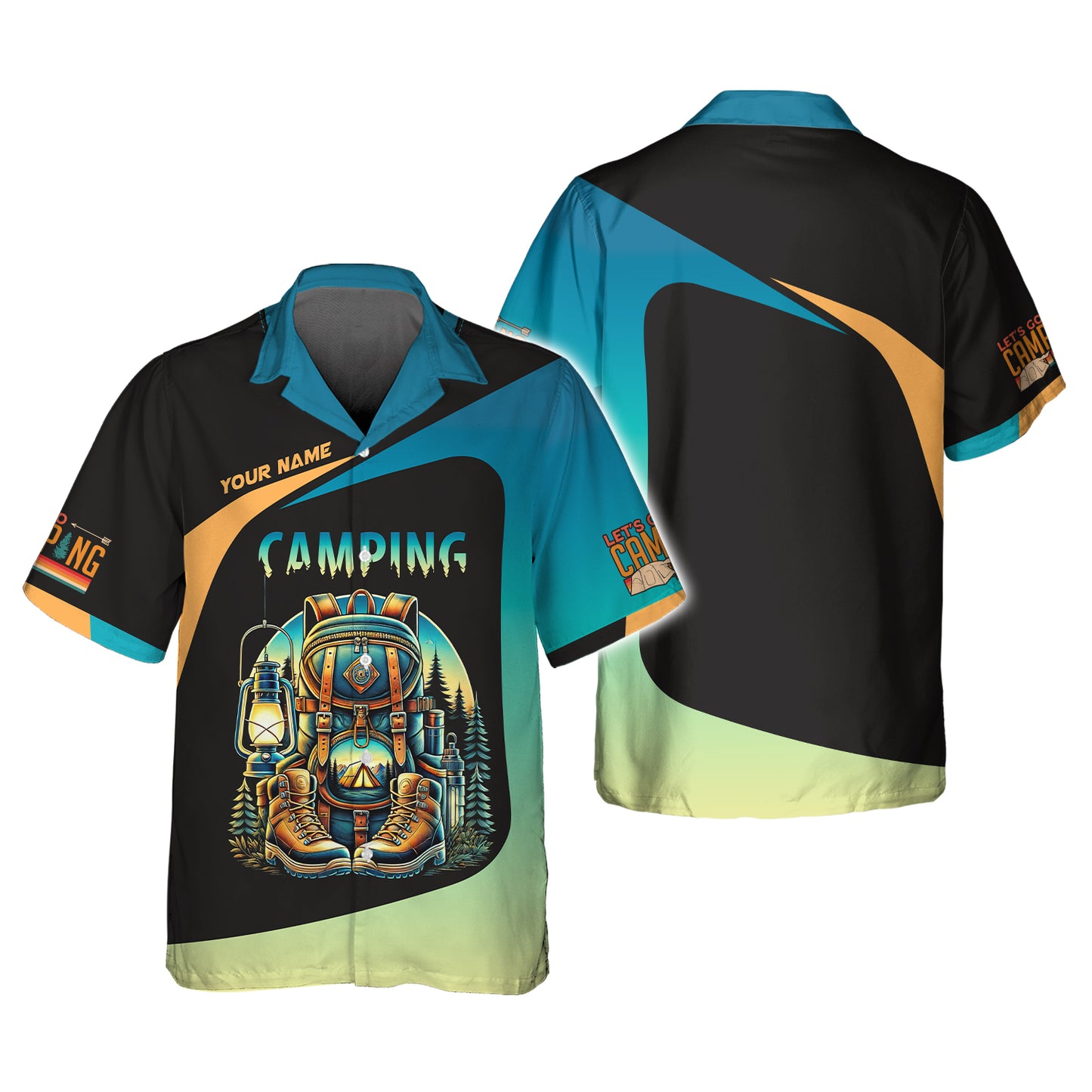 T-shirt personnalisé avec nom de camping en 3D, équipement de camping, cadeau personnalisé pour les amateurs de camping