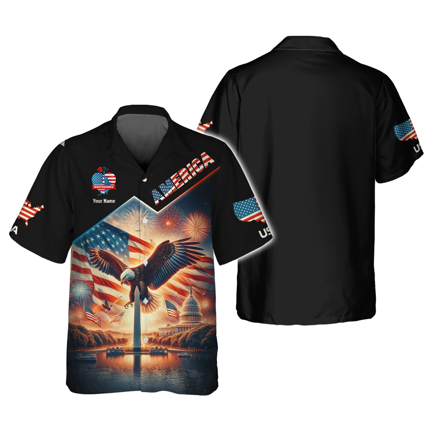 Camiseta unisex, camiseta americana con nombre personalizado, águila americana, camiseta para amantes de Estados Unidos