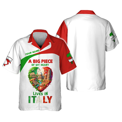 3D Full Print Italy Heart  Shirt Personalized Name Gift For Italian Lovers