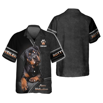 T-shirt personnalisé avec nom Rottweiler, cadeau Never Walk Alone pour les amoureux des chiens, chemises 3D