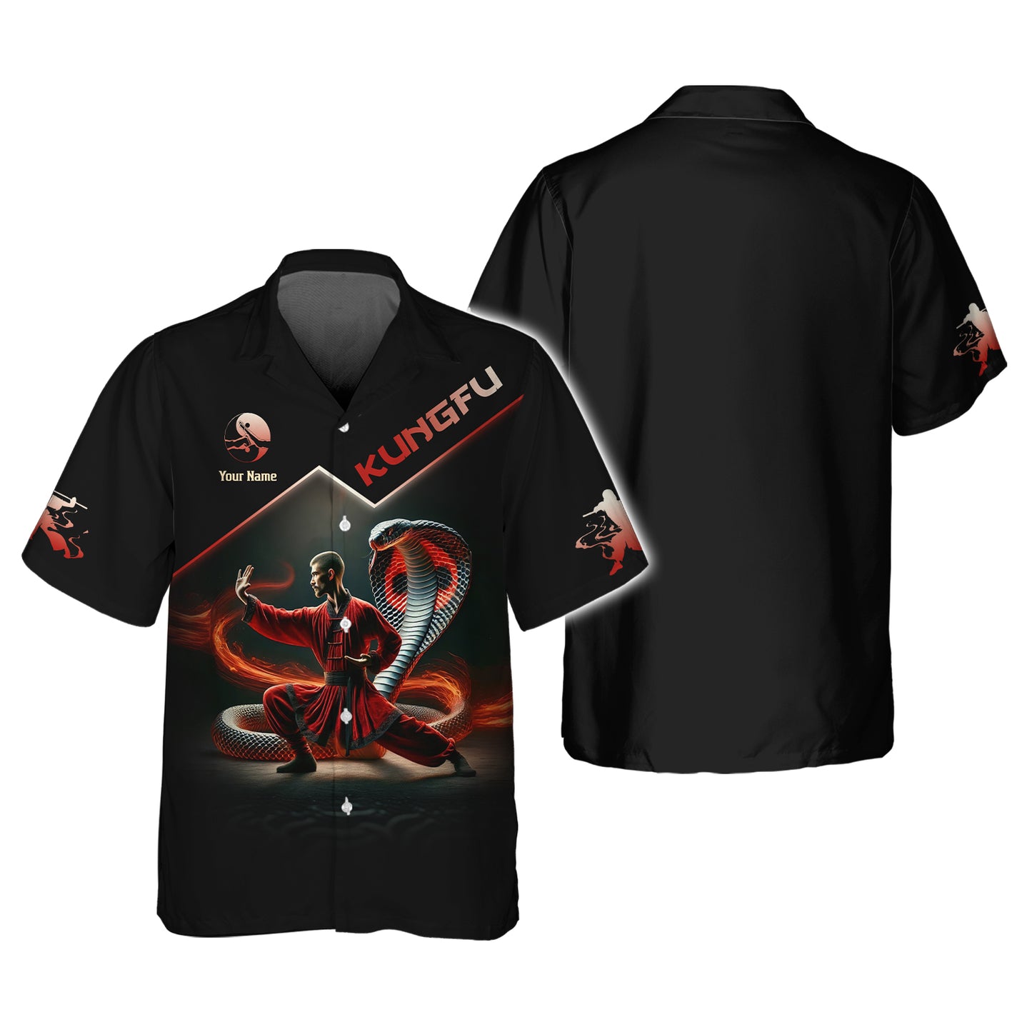 Custom Kung Fu T-Shirt Martial Arts And Cobra Personalized Name Gift For Shaolin Kungfu Lovers