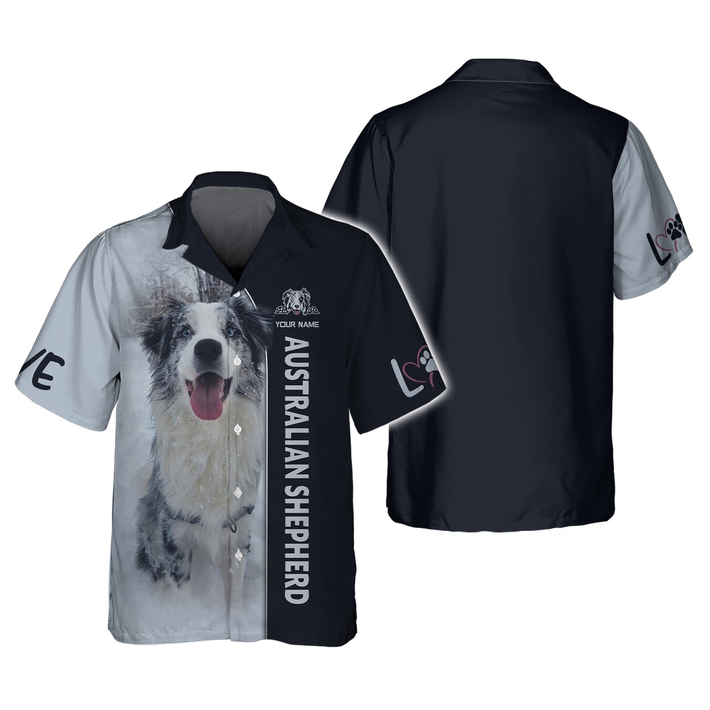 Sudadera con capucha y cremallera 3D con nombre personalizado de pastor australiano, regalo para amantes de los perros