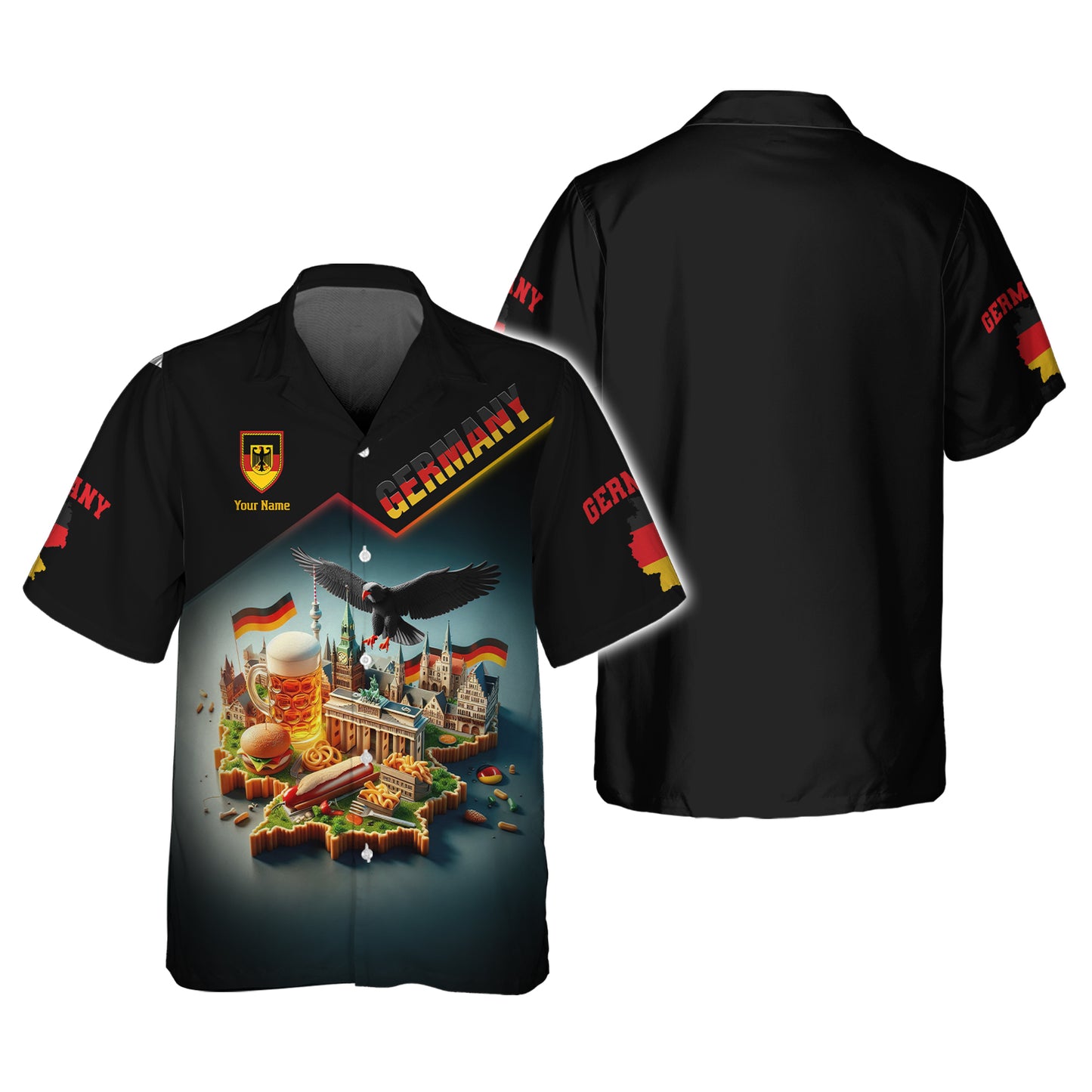 Camiseta de Alemania con nombre personalizado y estampado completo en 3D, regalo para amantes de Alemania