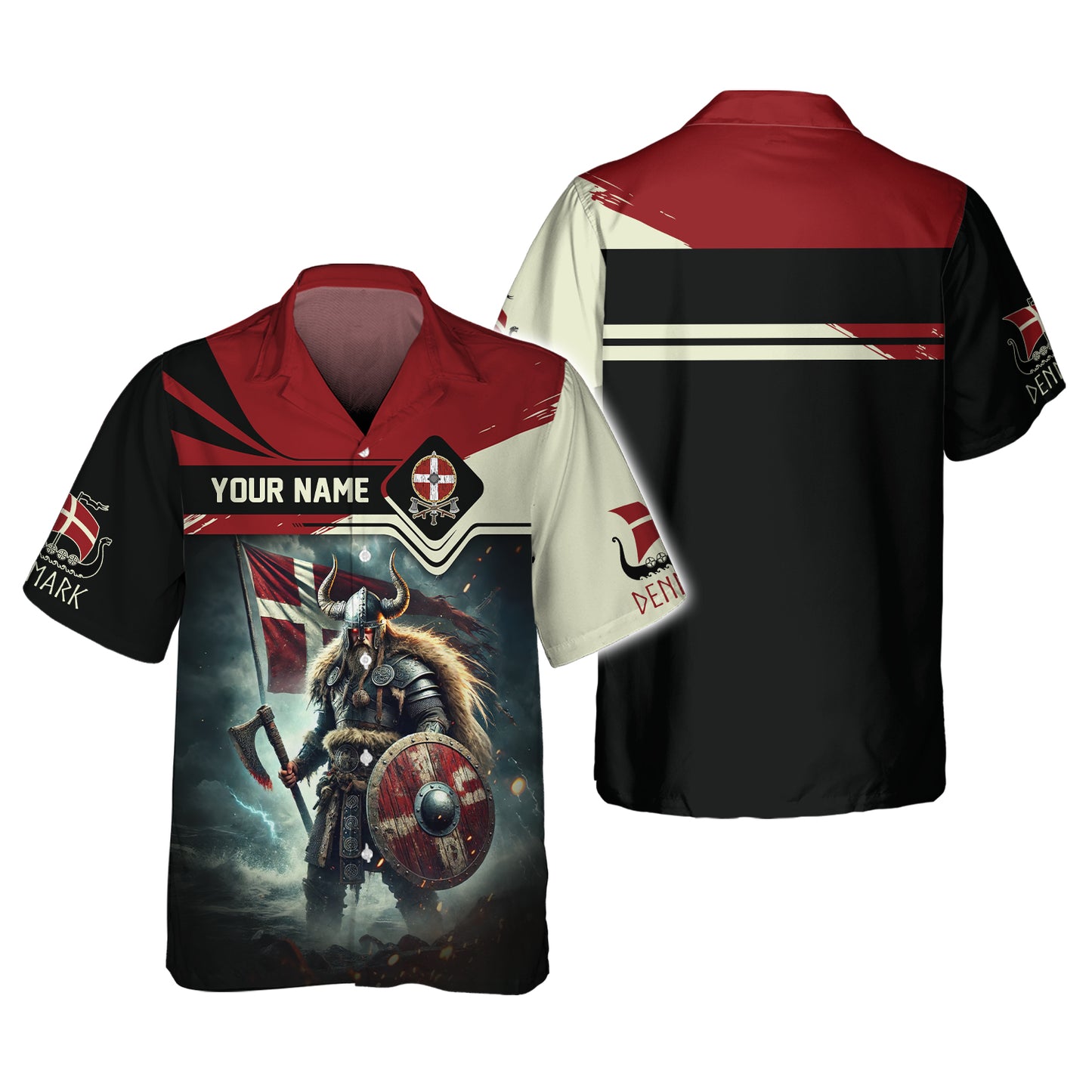 3D Full Print Mighty Viking Warrior Of Denmark T-Shirt Personalized Name Gift For Denmark Lovers