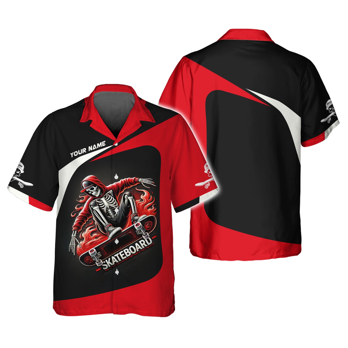 3D Full Print Skull Skateboard T-Shirts Personalized Name Gift For Skateboard Lovers