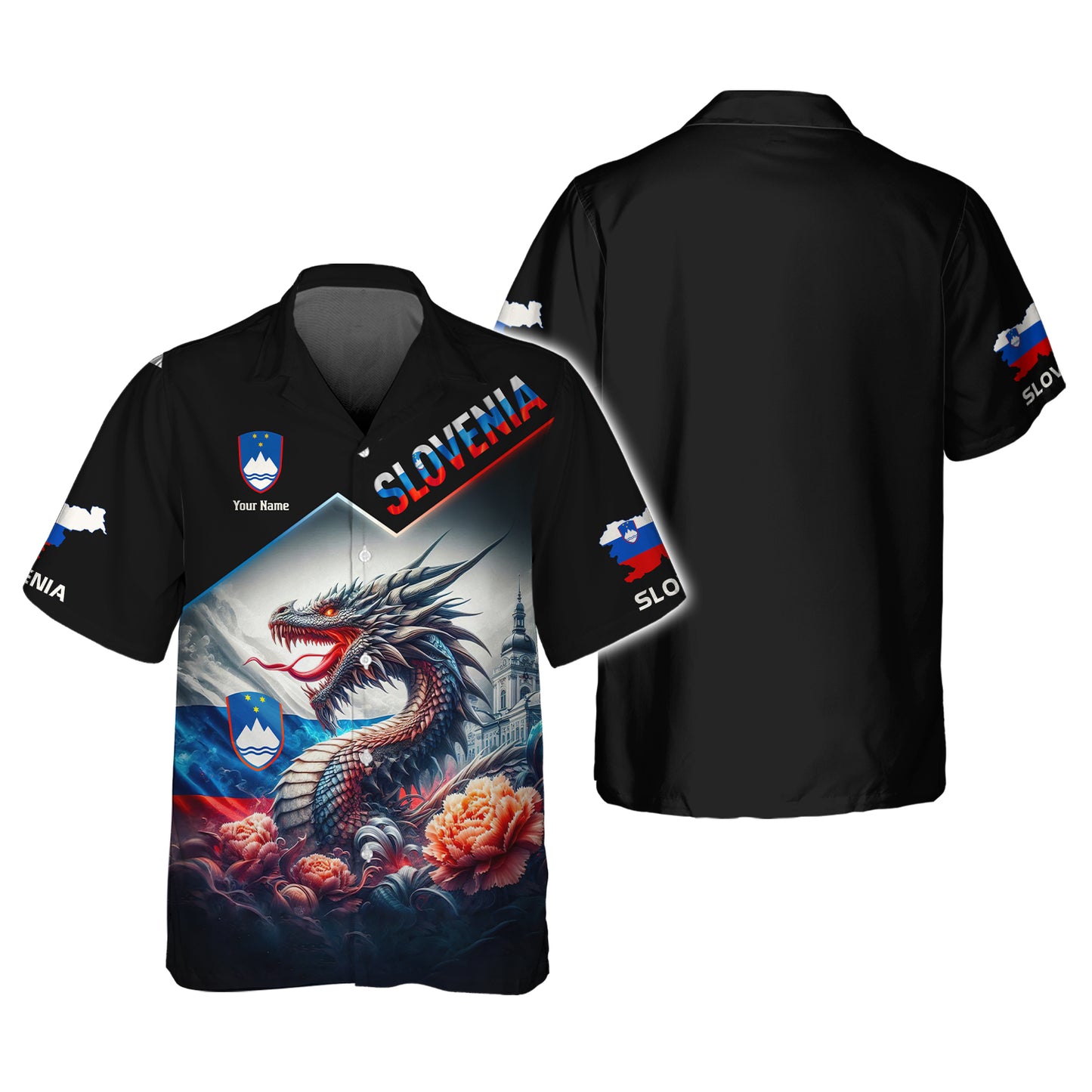 Camiseta personalizada con dragón y bandera de Eslovenia, camisetas personalizadas con nombre en 3D, regalo para amantes de Eslovenia