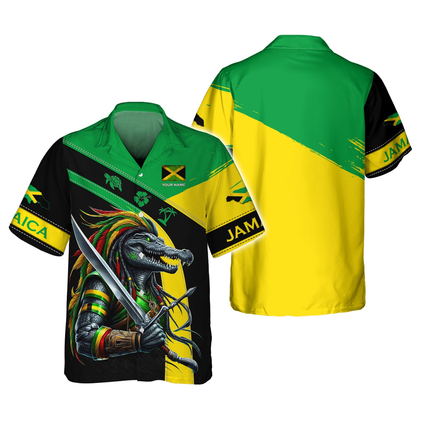 3D Full Print Crocodile Warrior Of Jamaica T-Shirts Personalized Name Gift For Jamaica Lovers