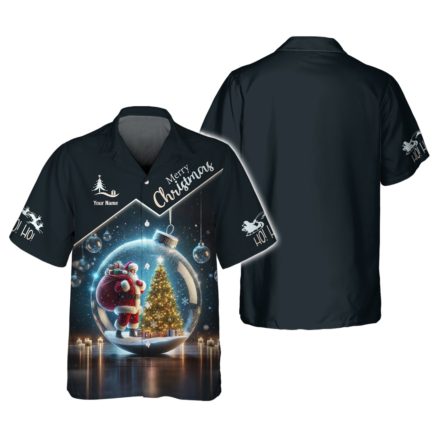 3D Full Print Santa Claus In Snow Globe T-Shirts Personalized Name Gift For Christmas Day