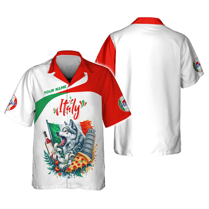 Camiseta con estampado 3D completo de lobo gris de Italia, regalo personalizado con nombre para amantes italianos