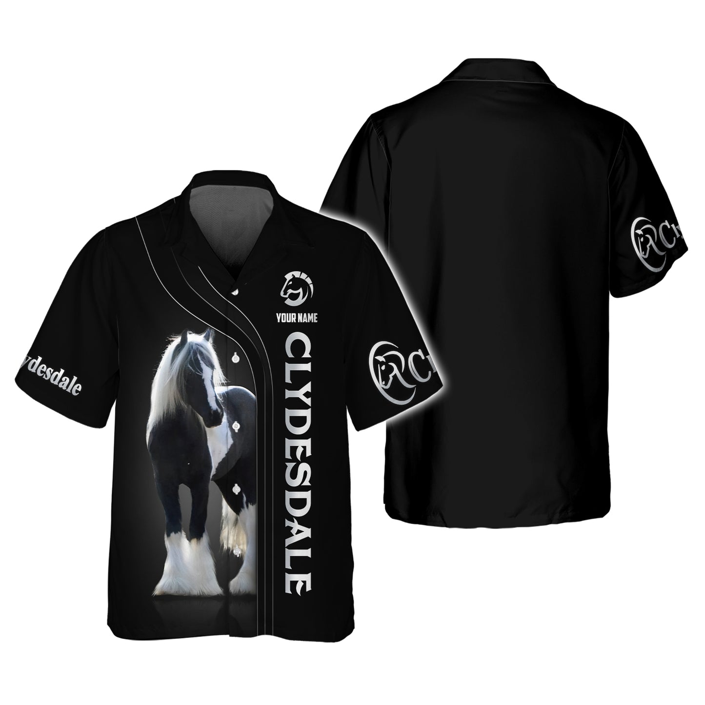 Camisetas Clydesdale con impresión 3D completa, regalo con nombre personalizado para amantes de los caballos