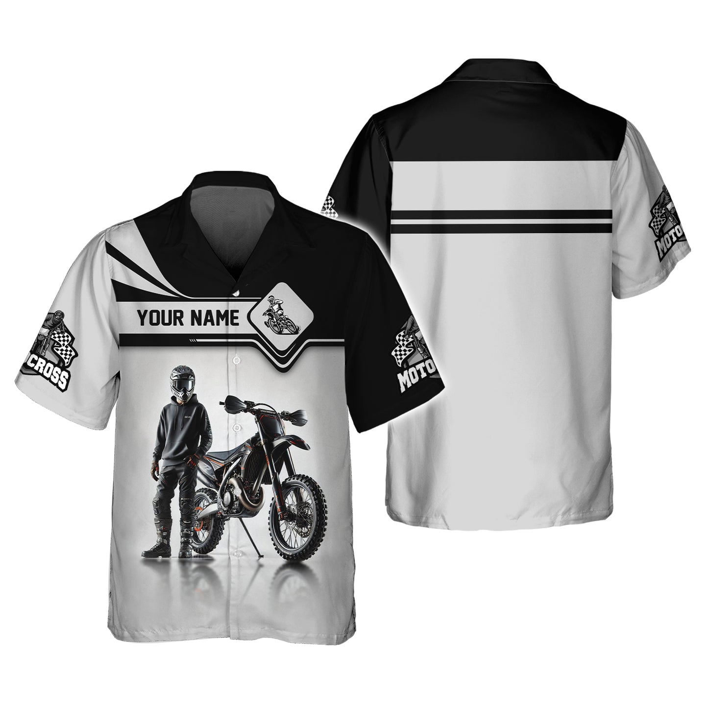 3D Full Print Motocross Zipper Hoodie Personalized Name Gift For Motocross Lovers