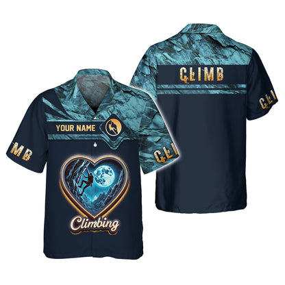 Camisetas con corazón de escalada con impresión 3D completa, regalo con nombre personalizado para amantes de la escalada