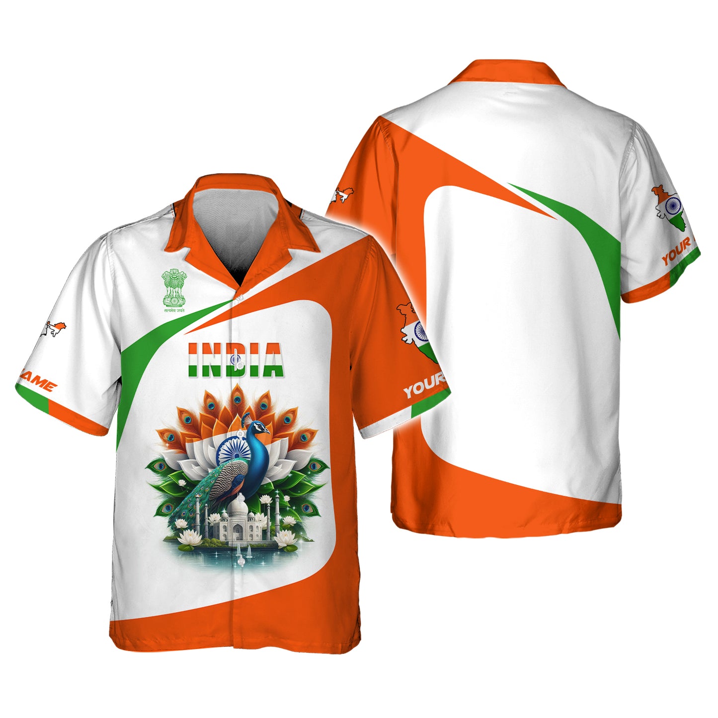 3D Full Print Peacock With India Colors Shirt Personalized Name Gift For Indian Lovers