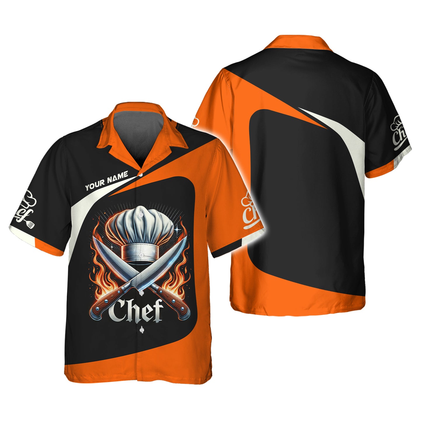 T-shirt 3D Full Print Blazing Chef Knifes Cadeau personnalisé pour les amateurs de chefs