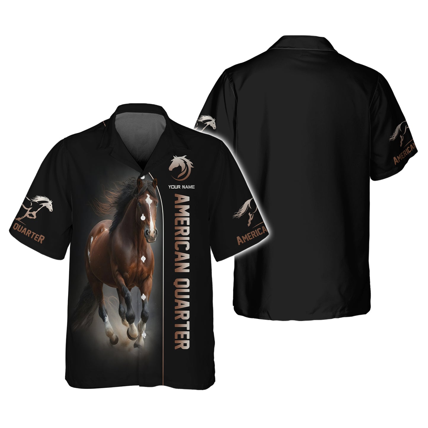 T-shirts American Quarter à impression 3D complète, cadeau personnalisé avec nom pour les amoureux des chevaux