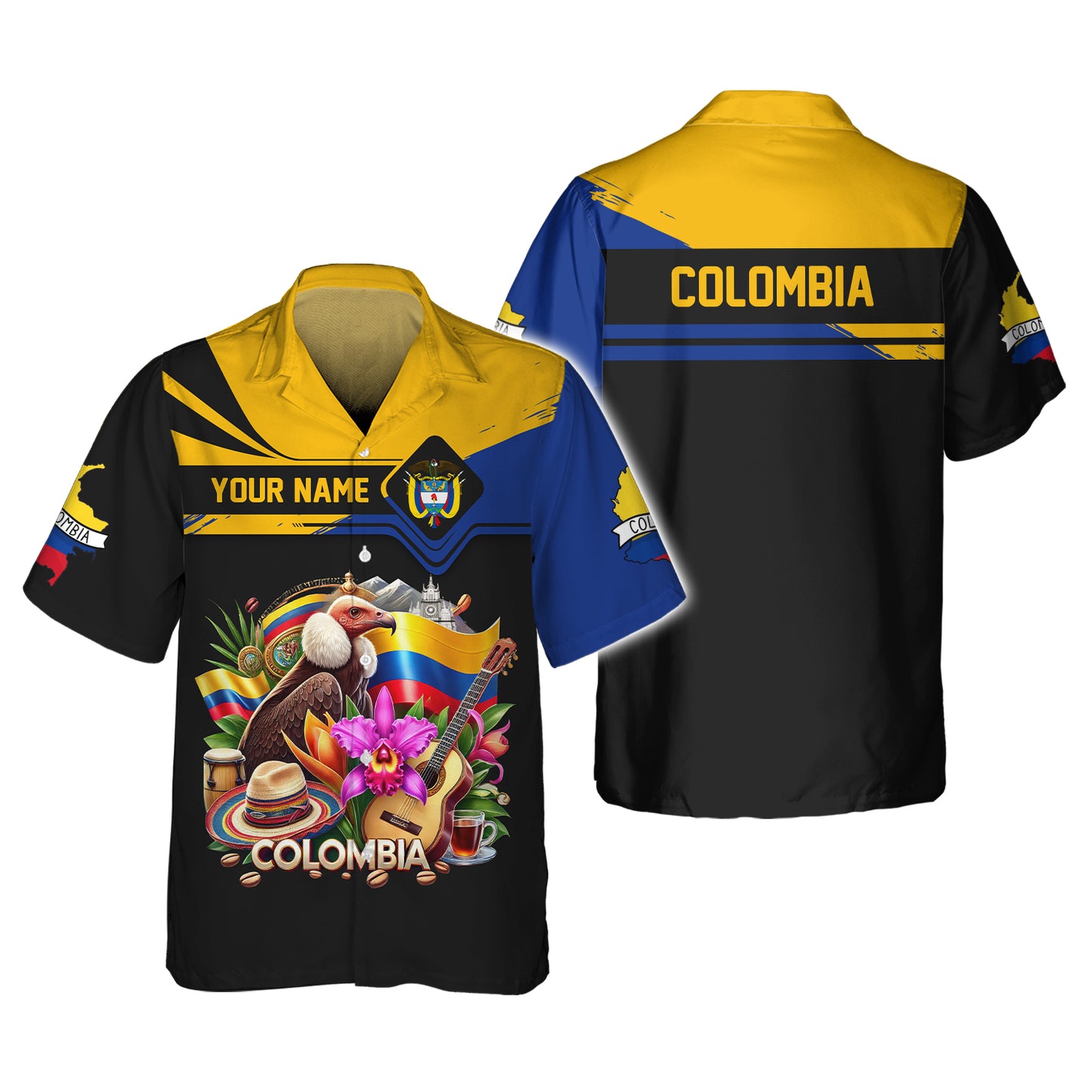 T-shirt 3D personnalisé avec nom Colombia Life pour les amoureux colombiens