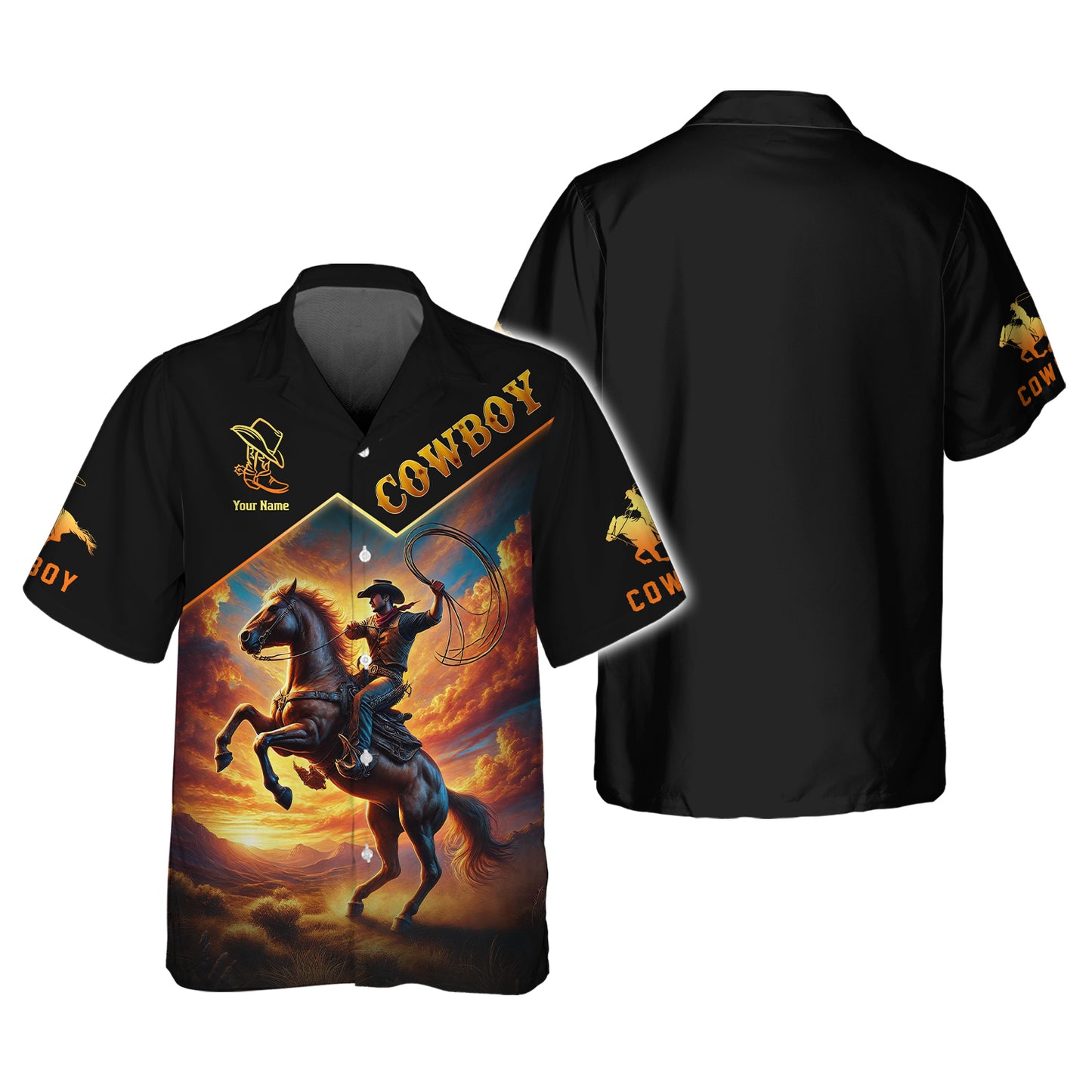 Camiseta personalizada de vaquero al atardecer: abraza el salvaje oeste