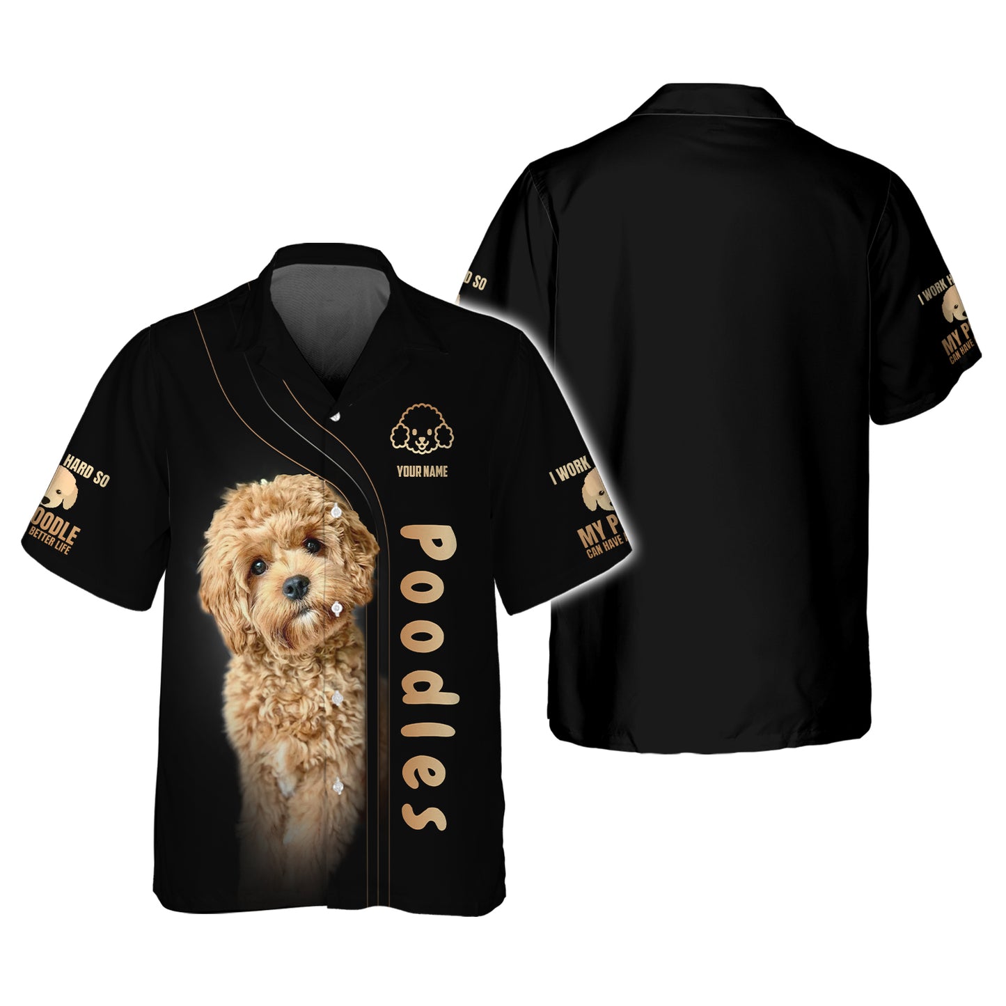 T-shirts caniches pour bébé mignons avec impression complète en 3D, cadeau personnalisé avec nom pour les amoureux des chiens