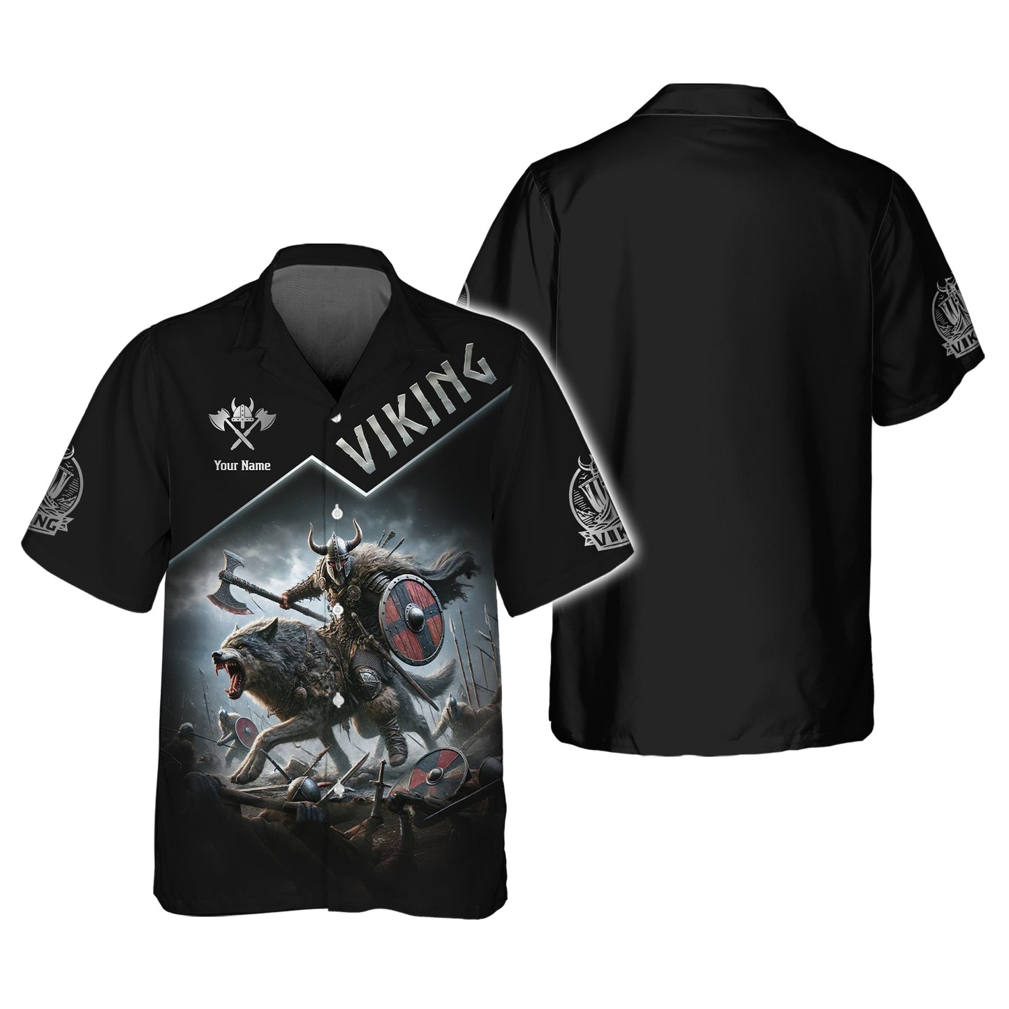 3D Full Print Viking Warrior Riding Wolf T-Shirt Personalized Name Gift For Viking Lovers