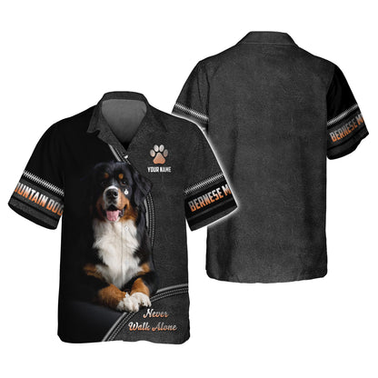 Bernese Mountain Custom Name Shirt Never Walk Alone Gift For Dog Lover 3D Shirts