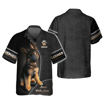 T-shirt personnalisé avec nom de berger allemand, cadeau pour les amoureux des chiens, ne marchez jamais seul, chemises 3D