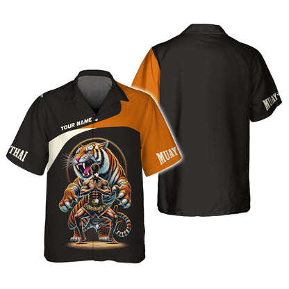 T-shirt personnalisé avec nom imprimé en 3D Tiger Muay Thai, cadeau personnalisé pour les amateurs de Muay Thai