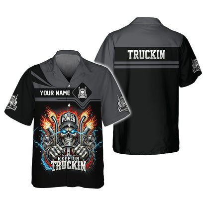 Camiseta personalizada con nombre en 3D Keep On Trucking, regalo personalizado para amantes de los camioneros