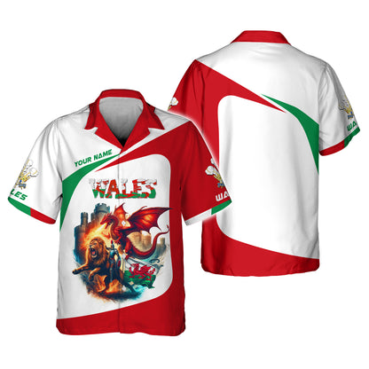 T-shirts personnalisés Flame Of Wales Wales T-shirt imprimé 3D complet Cadeau pour les amoureux du Pays de Galles