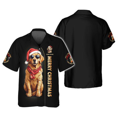 Golden Retriever Merry Christmas Custom Name 3D Shirt Gift For Dog Lover