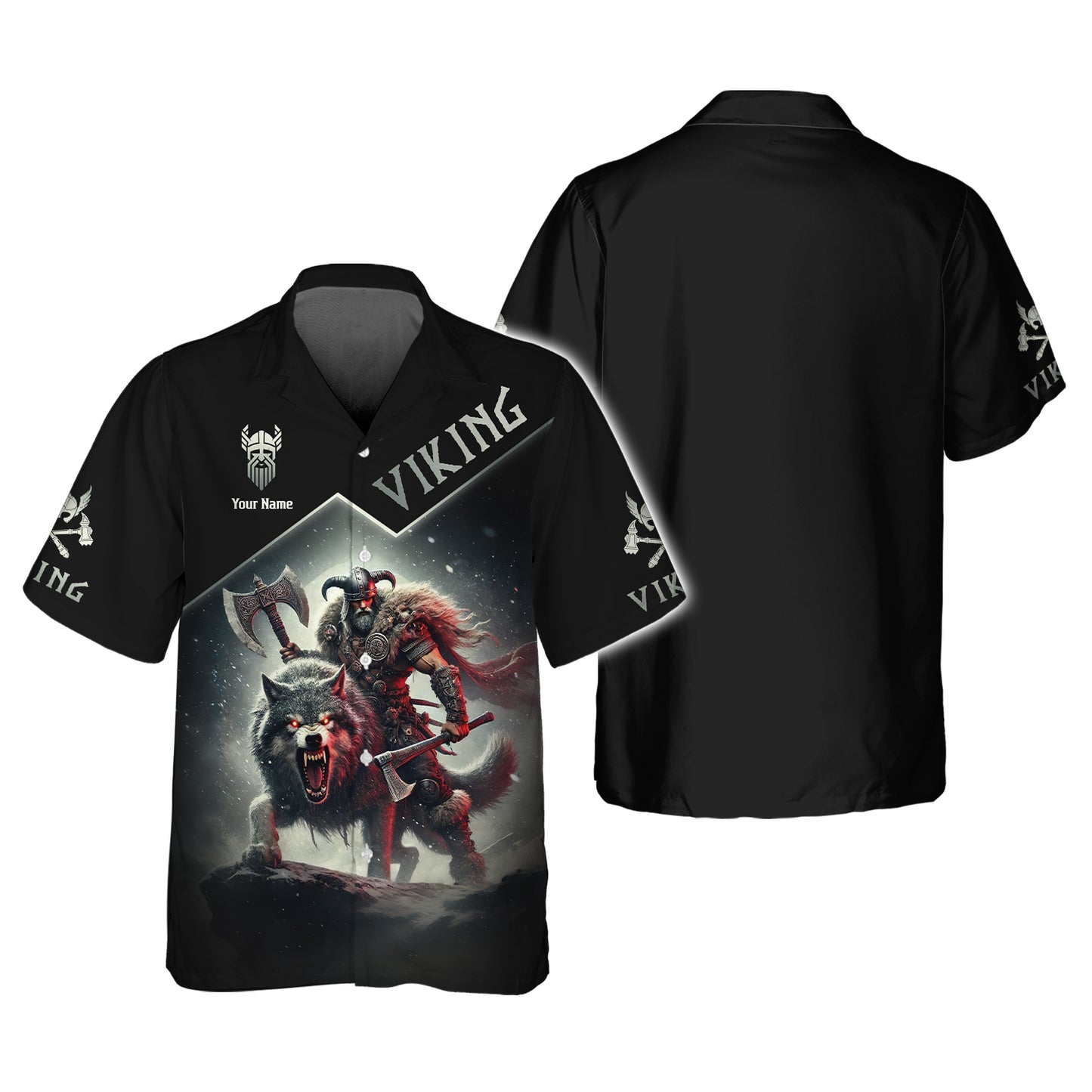 Custom Name 3D T-Shirt Viking Warrior With Wolf Gift For Viking Lovers