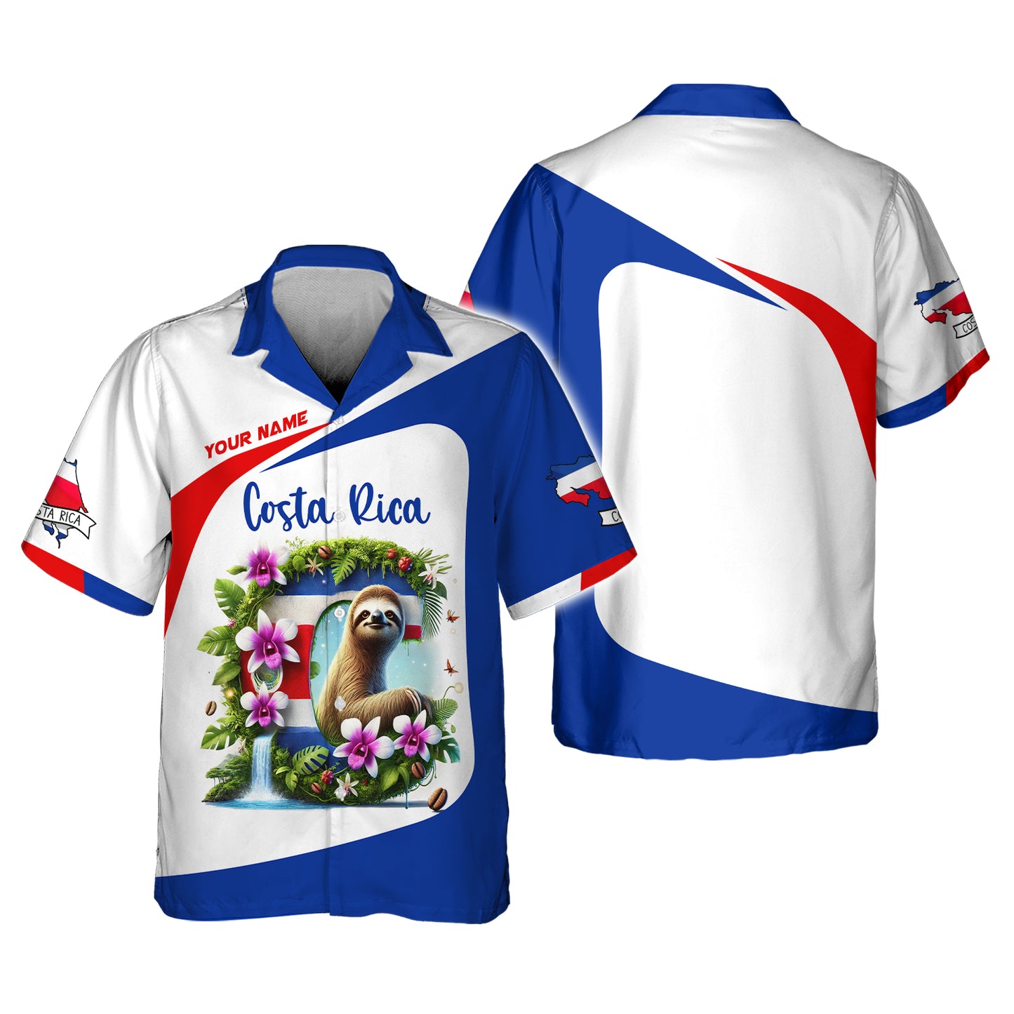 Costa Rica Custom 3D Shirt With Sloth Personalized Name Gift For Costa Rica Lovers