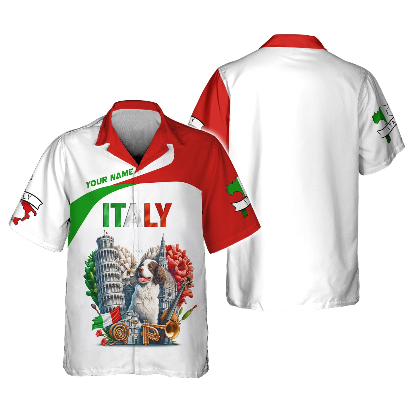 T-shirt Italie Heart Life avec nom personnalisé, t-shirt Italie unisexe