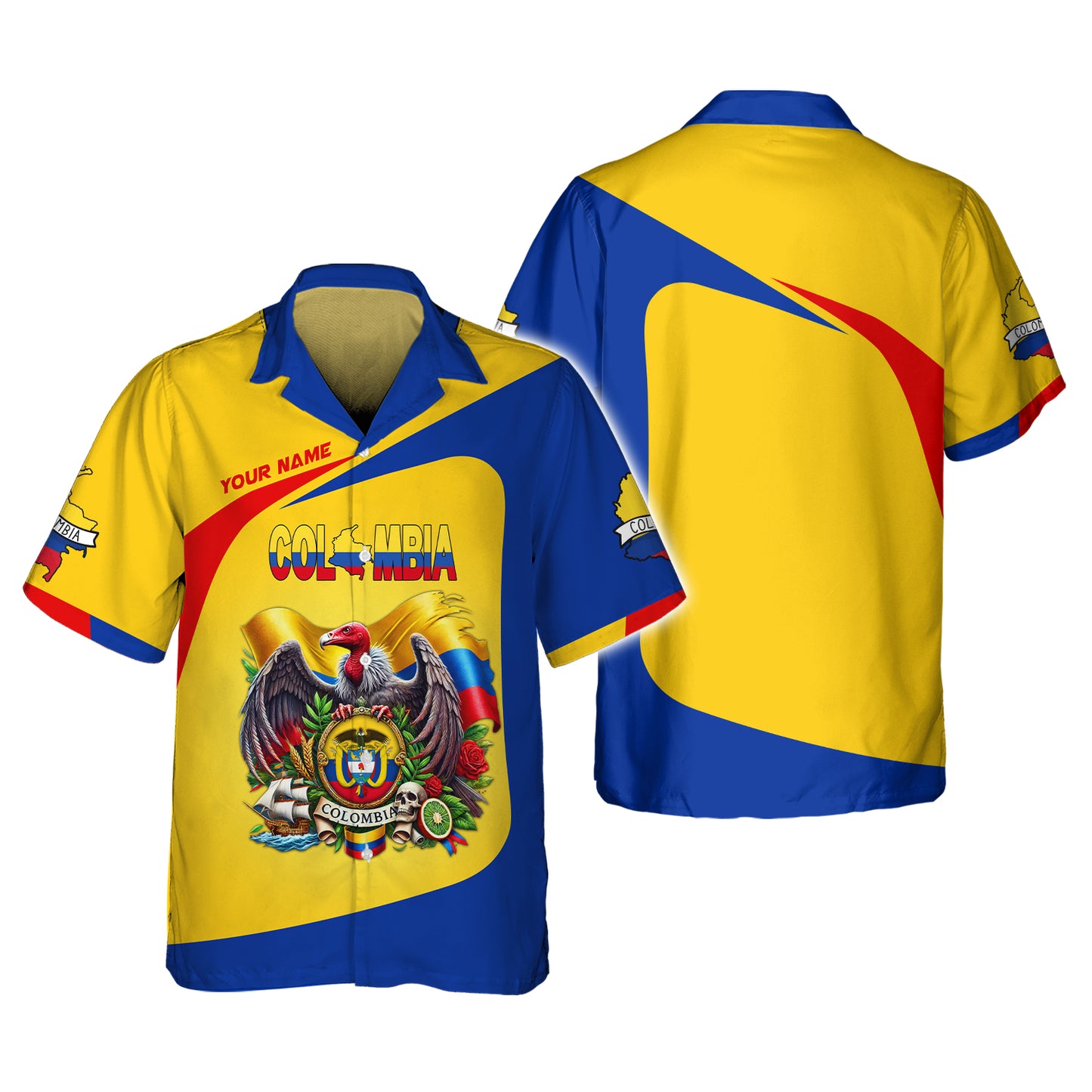 Coat Of Arms Colombia With Andes Condor Custom T-Shirts Gift For Colombian Lovers