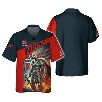 Camiseta con estampado 3D de valiente guerrero vikingo con bandera noruega, regalo personalizado con nombre para amantes noruegos