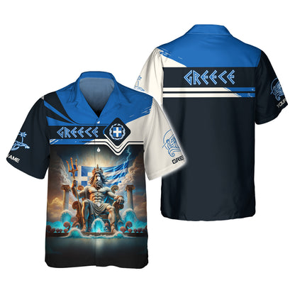 Camiseta griega con estampado completo en 3D y nombre personalizado como regalo para amantes de Grecia