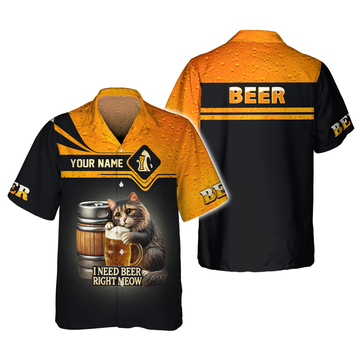 Beer Personalized 3D Shirt I Need Beer Right Meow Custom Name Shirt Gift For Beer Lovers