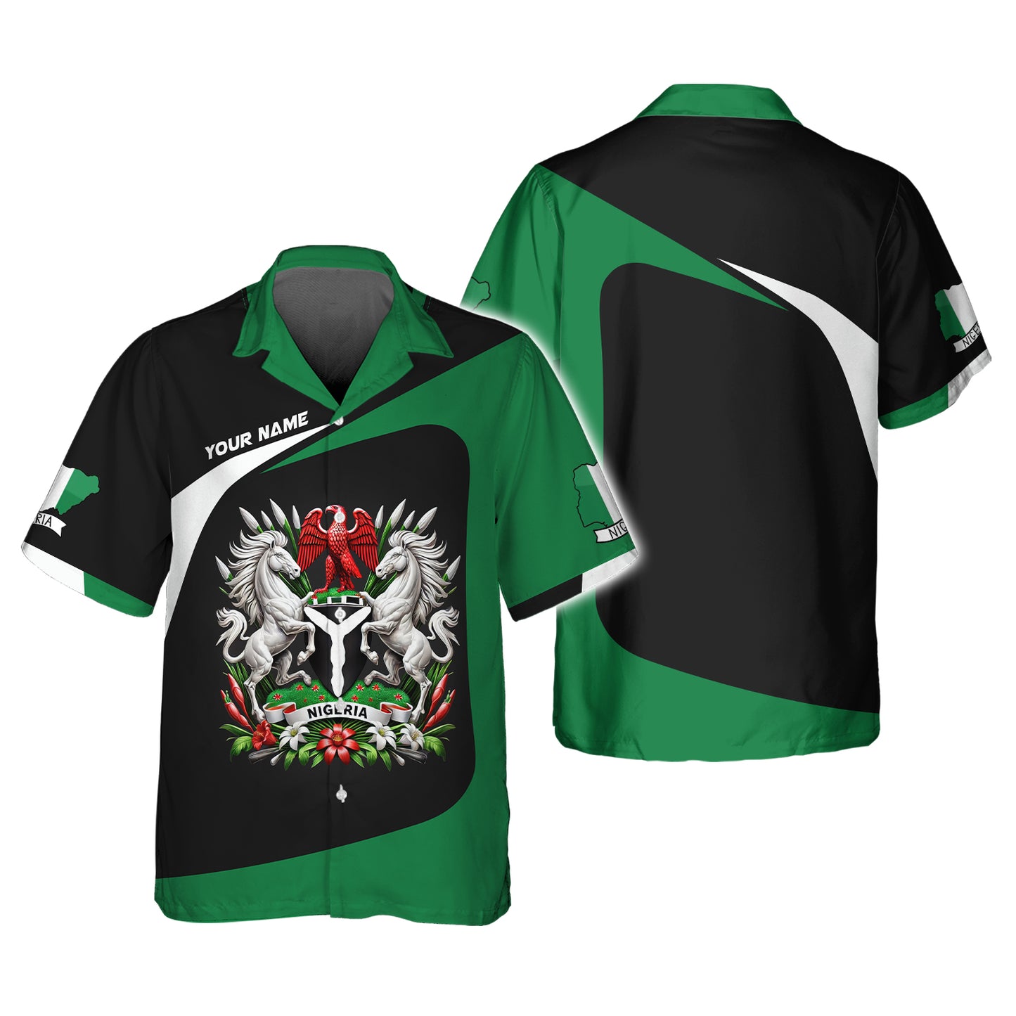Coat Of Arms Nigerian Custom Name 3D Zipper Hoodie Gift For Nigeria Lovers